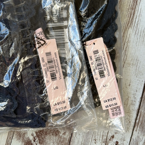 Victoria's Secret Panty sz Large The Lacie Lace Trim Cotton High Leg Brief Black - Picture 4 of 4